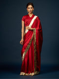 Maroon Satin Saree with Golden Gotta Patti Lace