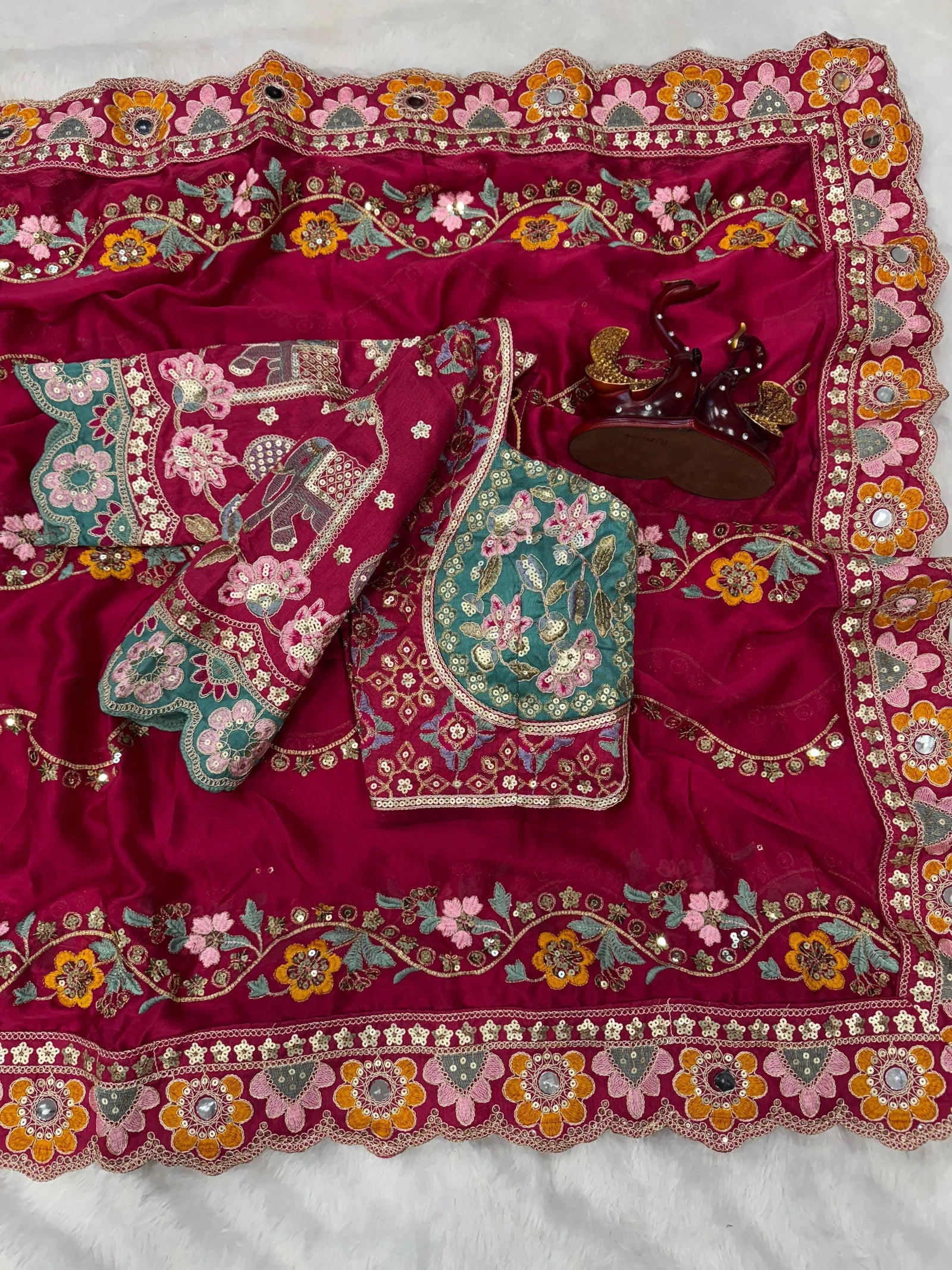 Rangoli Silk Sequence Embroidery Worked Designer Saree