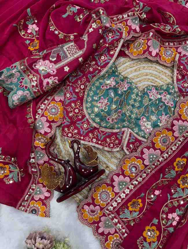 Rangoli Silk with Sequence & Embroidery Work with Real Mirror Saree