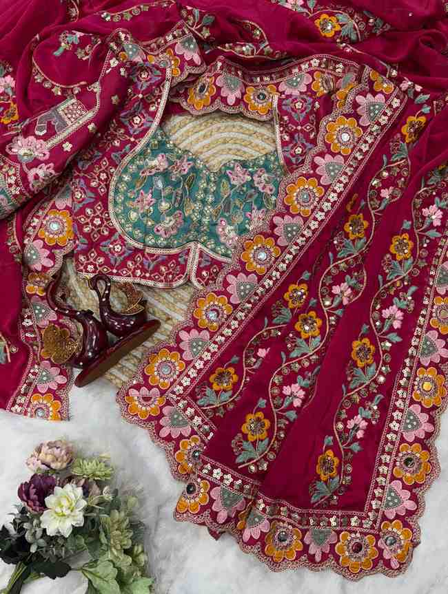 Rangoli Silk with Sequence & Embroidery Work with Real Mirror Saree