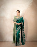 Madhuri Dixit inspired Green Satin Silk Saree with Embroidery Sequence Work
