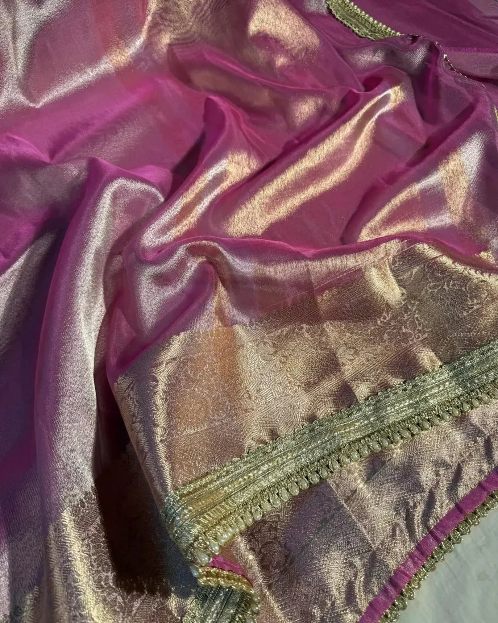 Janhvi Kapoor Inspired Pink Tissue Silk Saree