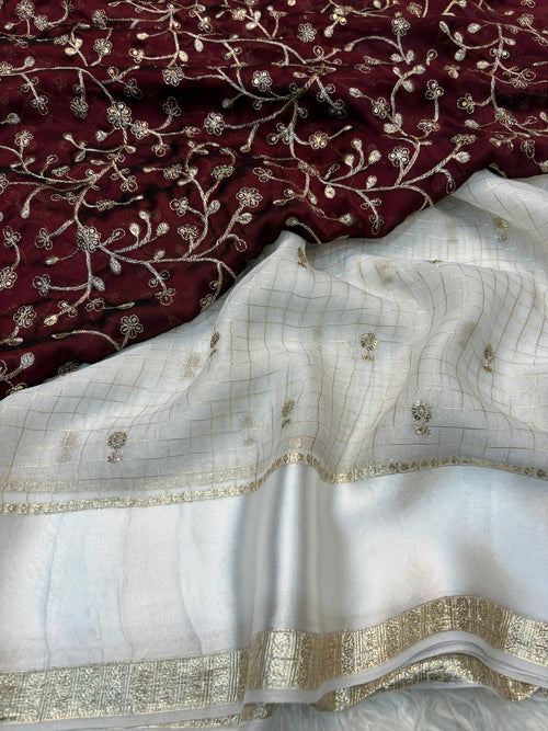 Elegant Pure Viscose Georgette Saree with Embroidery Work