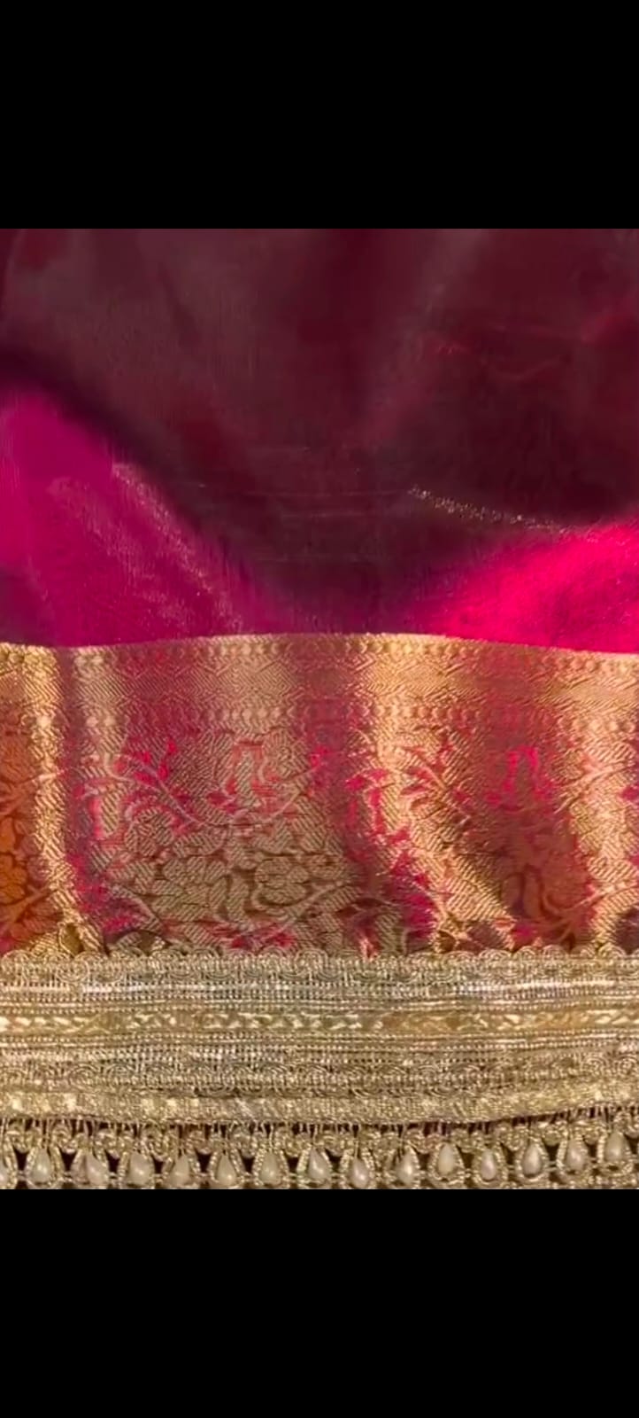 Luxury Crimson & Gold  Tissue Silk Saree with Zari Border