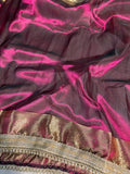 Luxury Crimson & Gold  Tissue Silk Saree with Zari Border