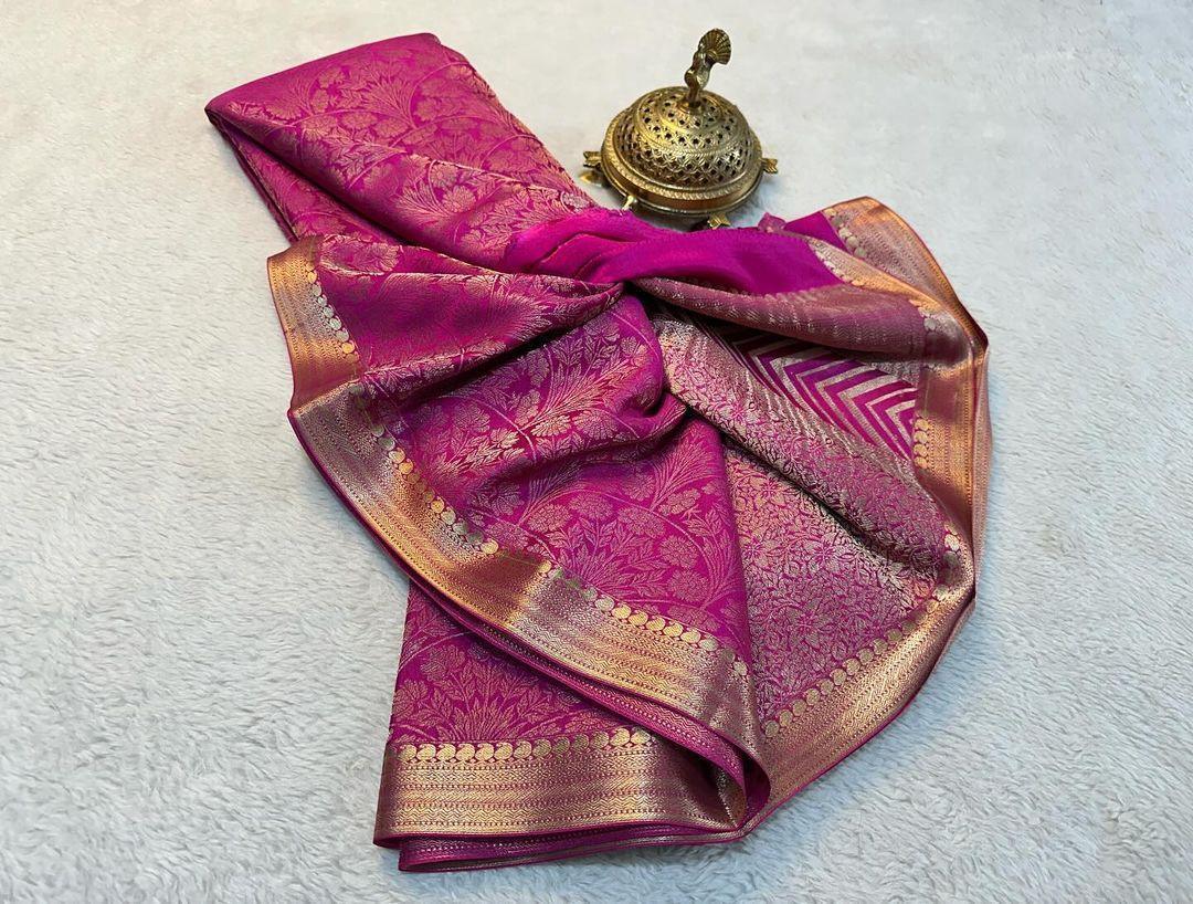 Shop the Elegance: Pure Brocade Mysore Silk Saree Collection