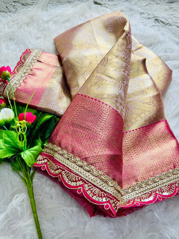 Dual Shaded Kanjivaram Tissue Silk Designer Saree