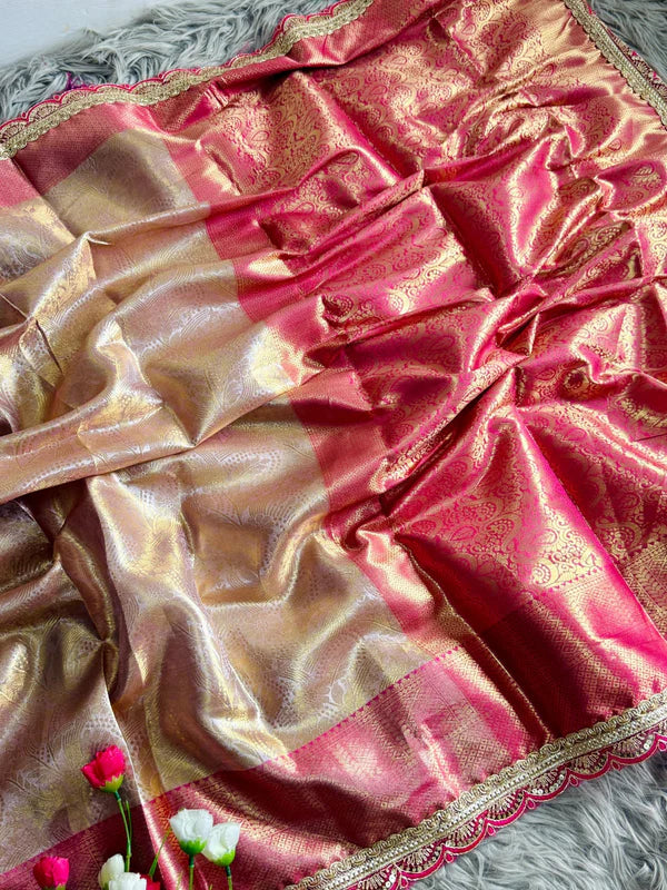 Dual Shaded Kanjivaram Tissue Silk Designer Saree