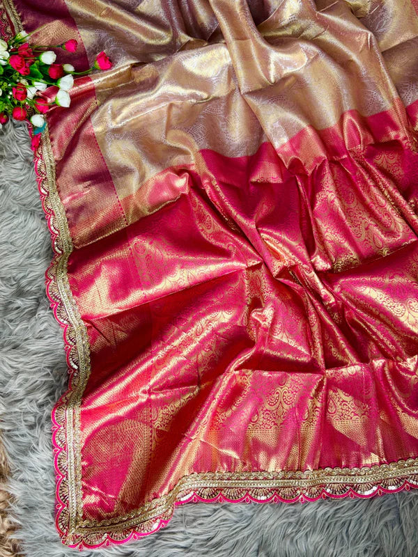 Dual Shaded Kanjivaram Tissue Silk Designer Saree