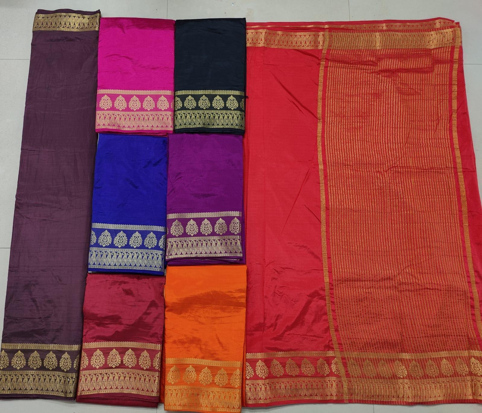 Traditional Mysore silk sarees with beautiful zari border for festive elegance