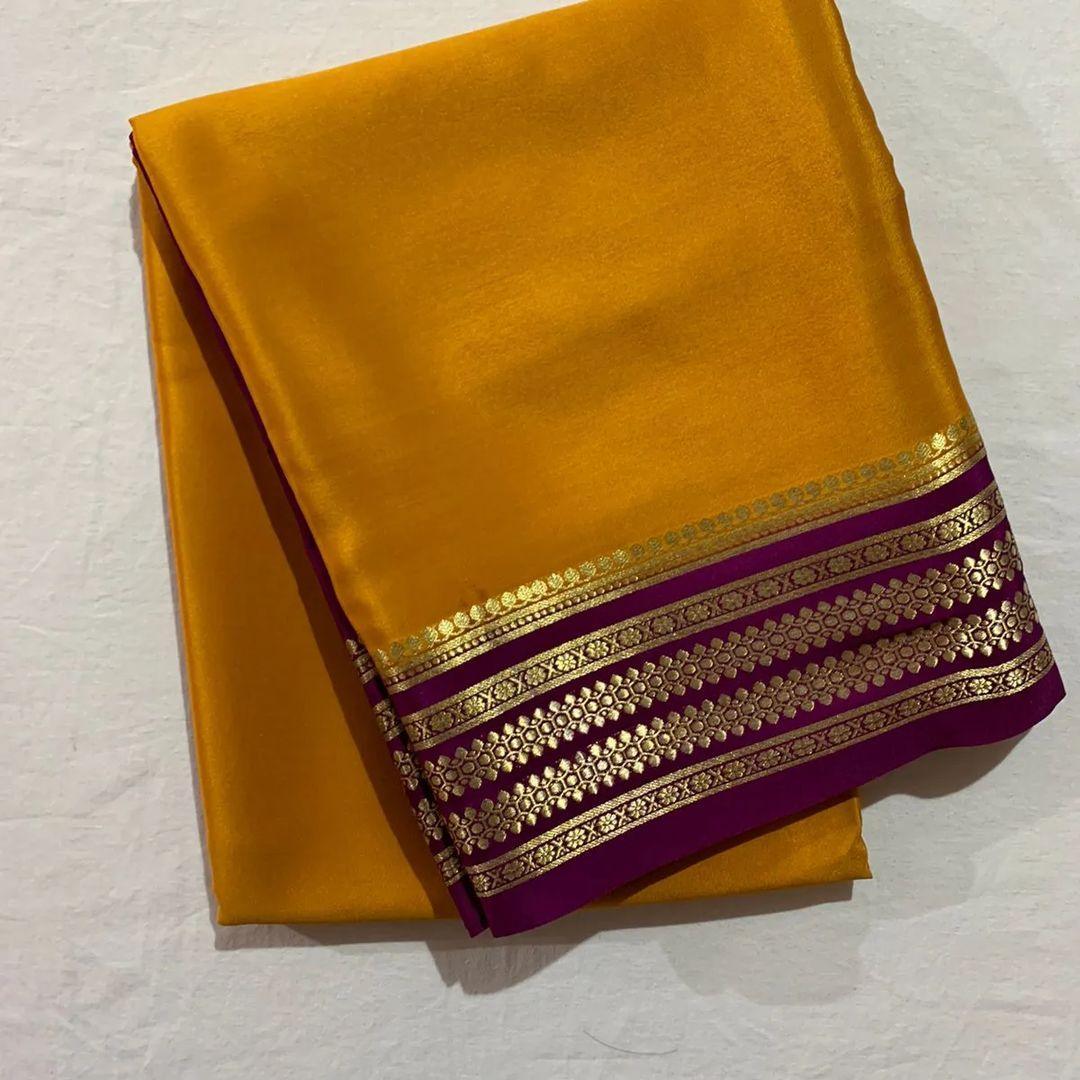 Handwoven Magic: Mysore Silk Saree with Signature Borders