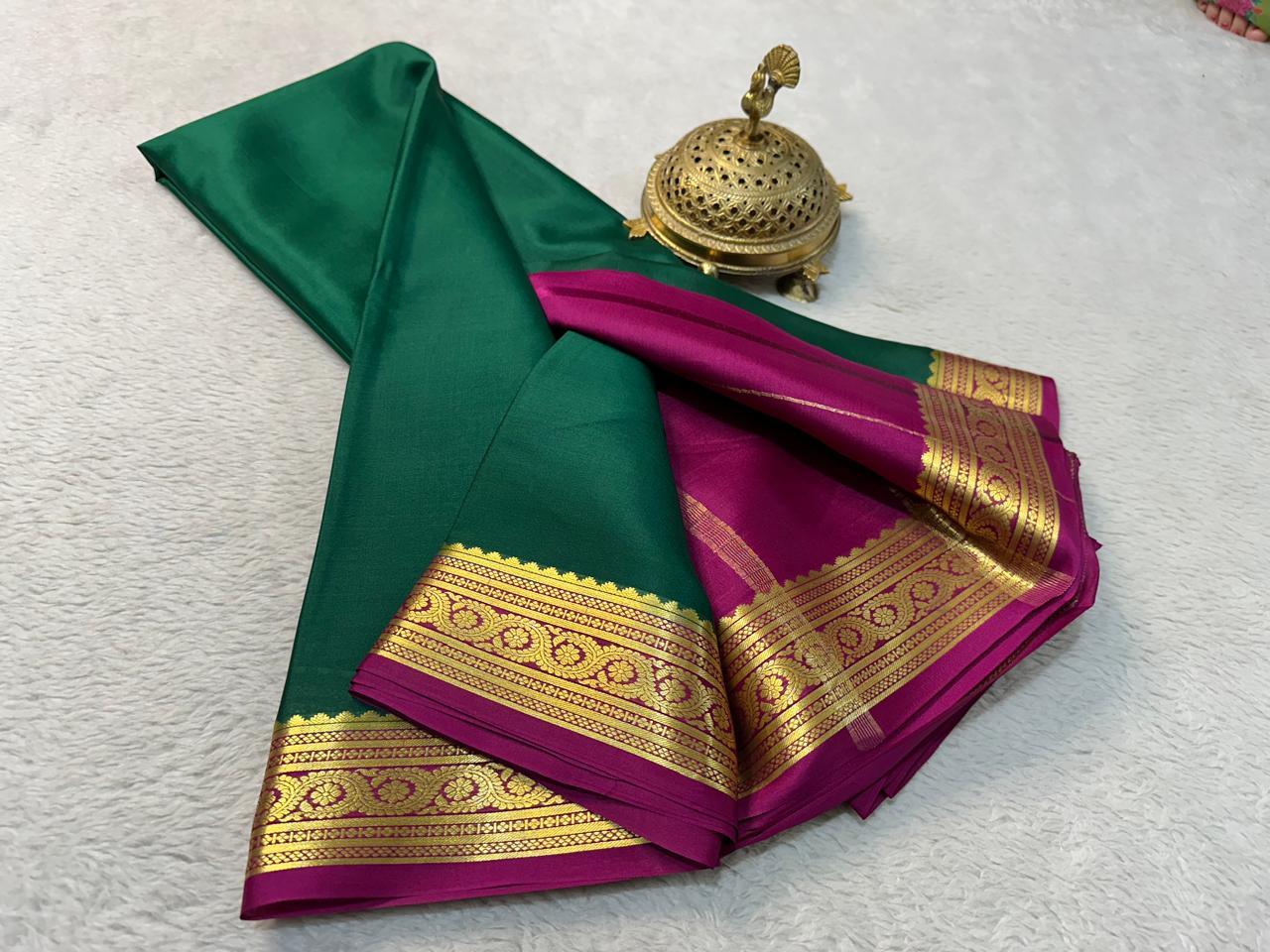 Silken Radiance: Pure Mysore Sarees with Stunning Zari Highlights