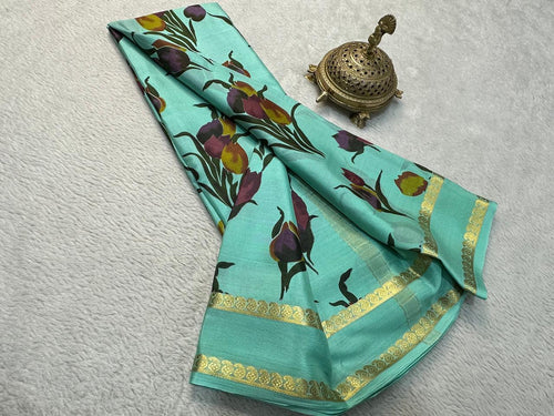 Timeless Beauty: Floral Printed Silk Sarees with Gorgeous Patta Pallu