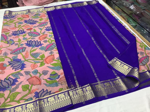 Eye-Catching Modern Printed Mysore Crepe Silk with Contrast Pallu