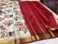 Sleek Modern Printed Mysore Crepe Silk with Contrast Pallu