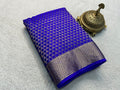 Exquisite Silk Brocade Saree: Gold & Silver Zari Weaving with Diamond Box Design and Rich Pallu
