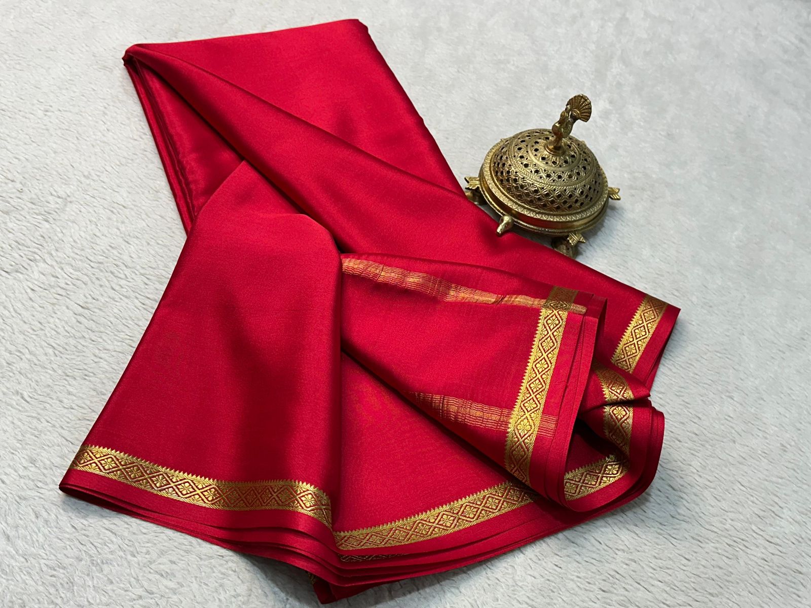 Dazzling Mysore Silk Crepe Sarees in Solid Colors
