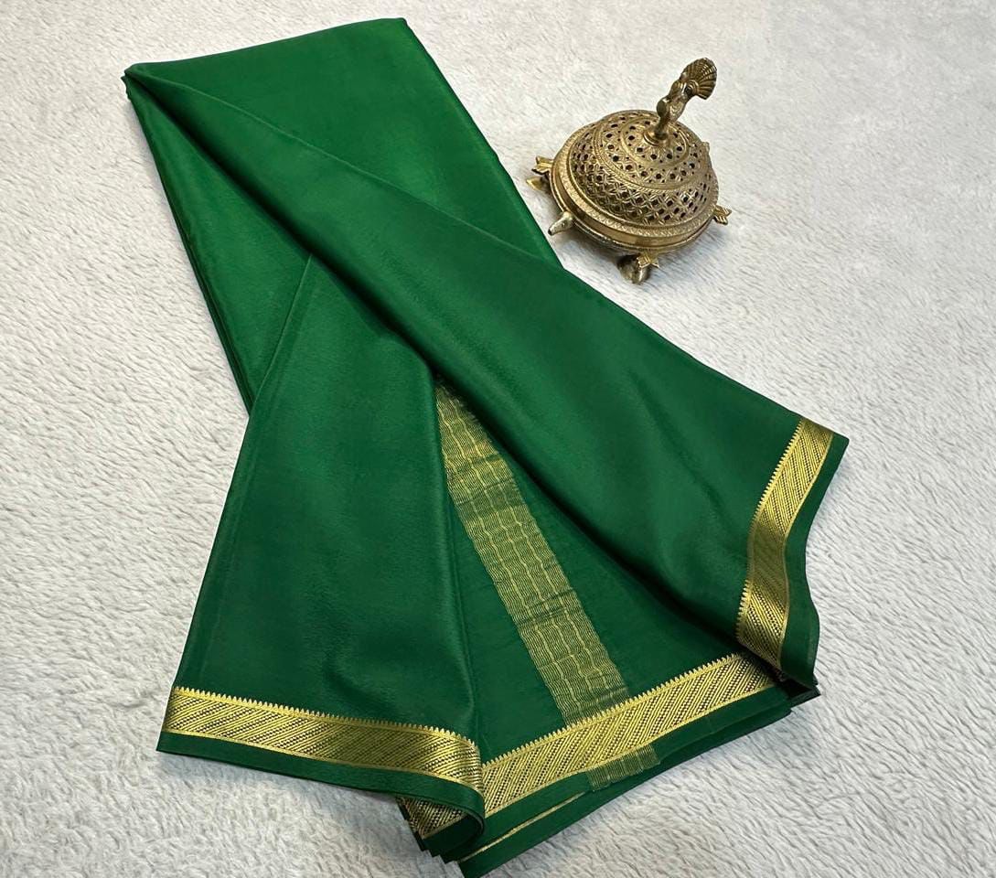Stylish Mysore Silk Crepe Sarees in Solid Colors