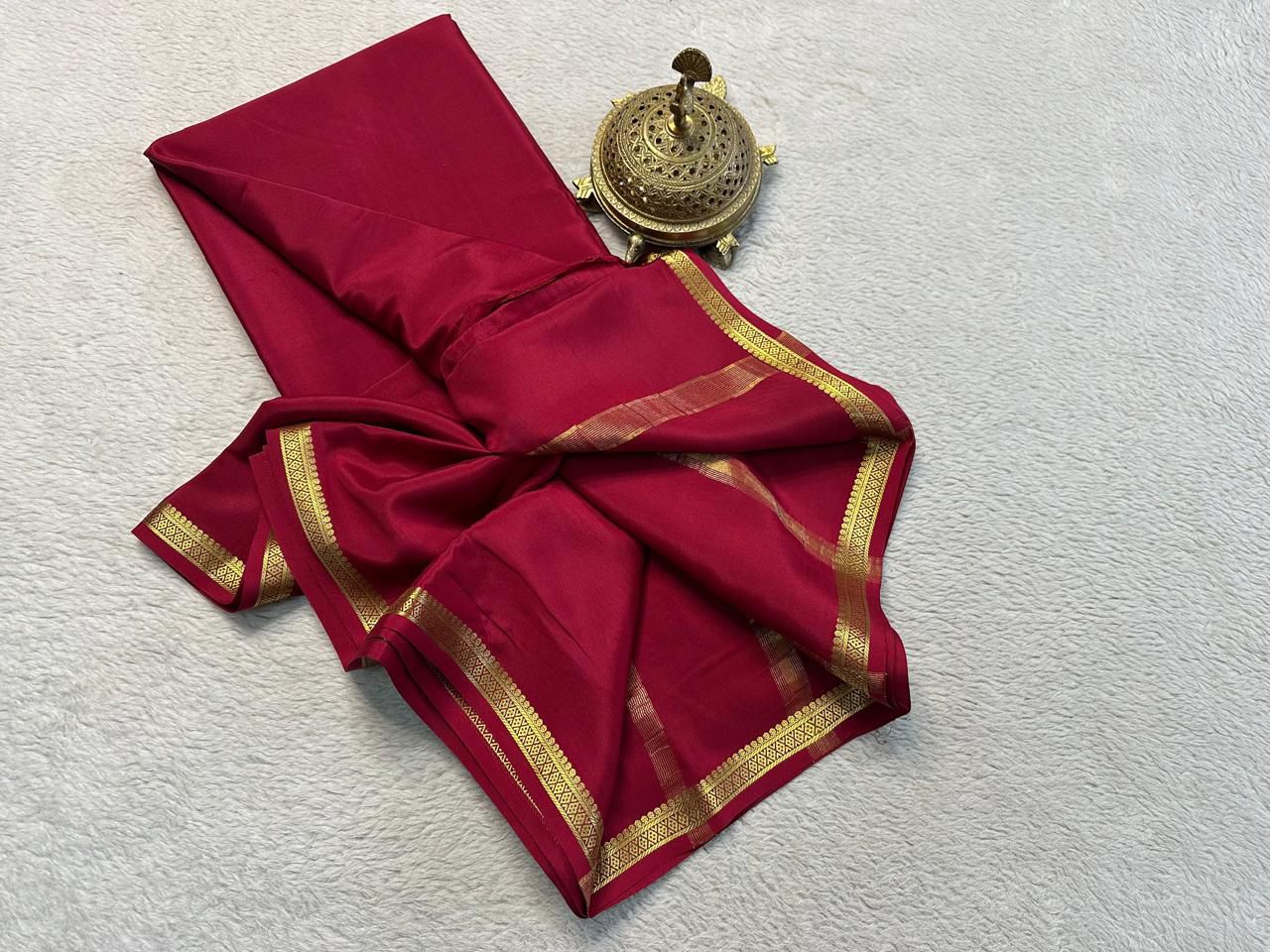 Vibrant Color, Elegant Borders: Mysore Silk Crepe Sarees