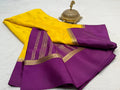 Yellow & Purple Mysore silk sarees maroon with Gold Zari Butti Work