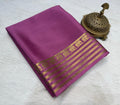 Rose Pink semi Mysore silk sarees with Gold Zari Elephant Border