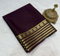 Deep Wine Mysore silk sarees with Gold Zari Elephant Border