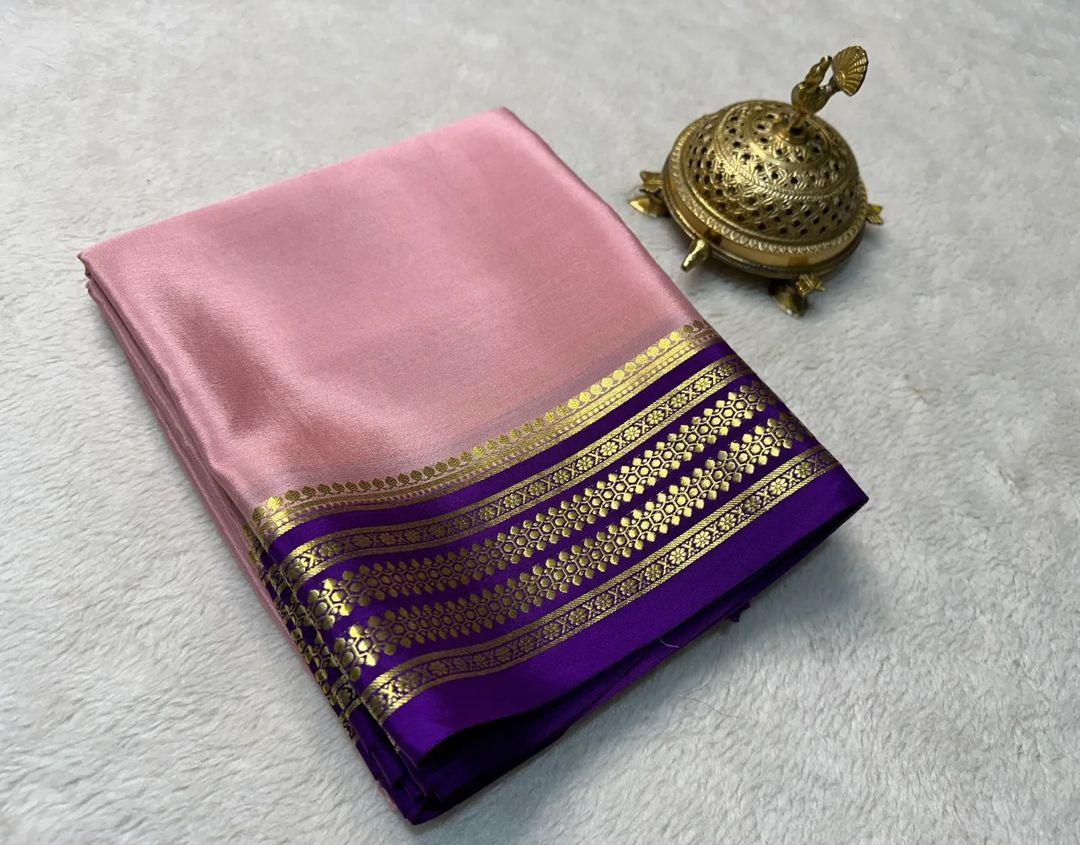 Garden Glow: Pure Silk Saree with Leafy Contrast Borders
