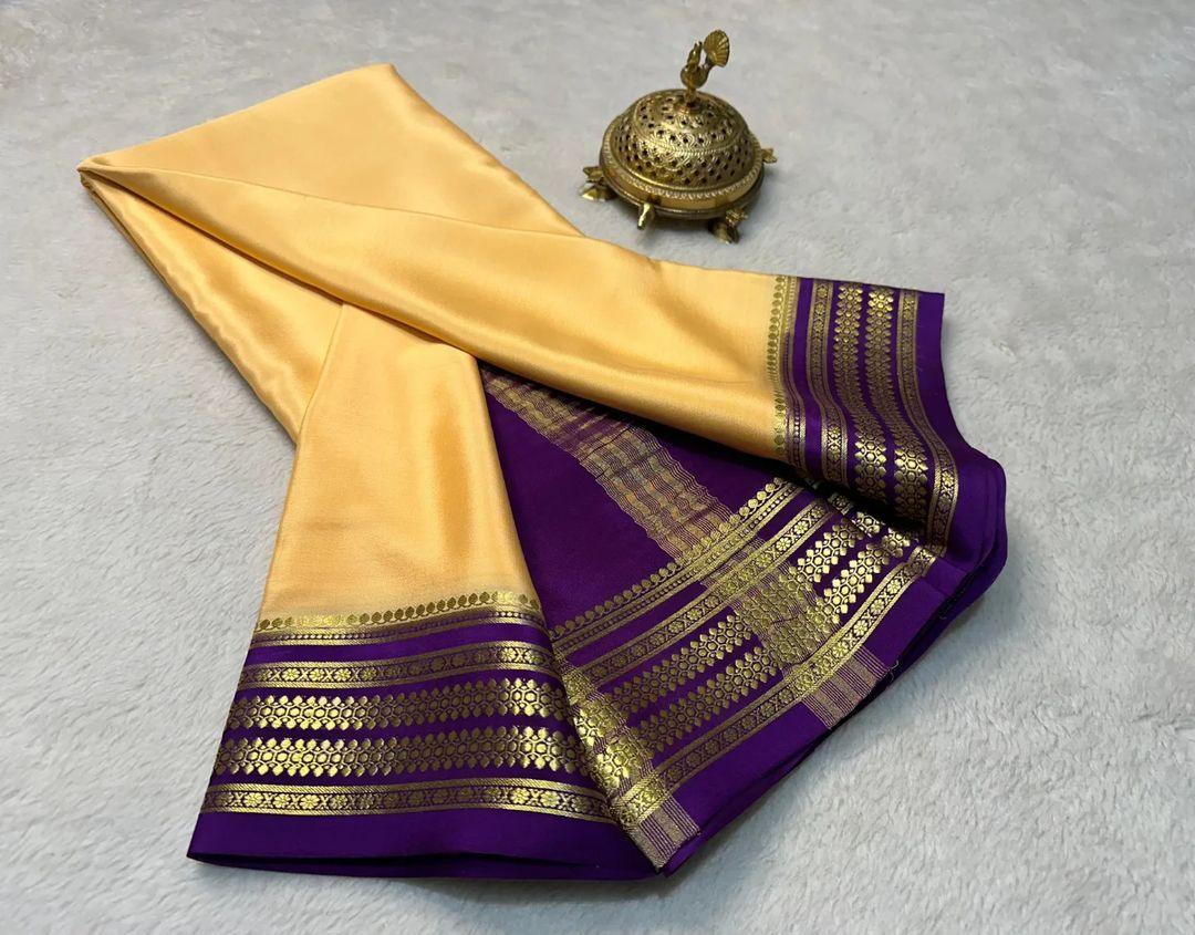 Garden Glow: Pure Silk Saree with Leafy Contrast Borders