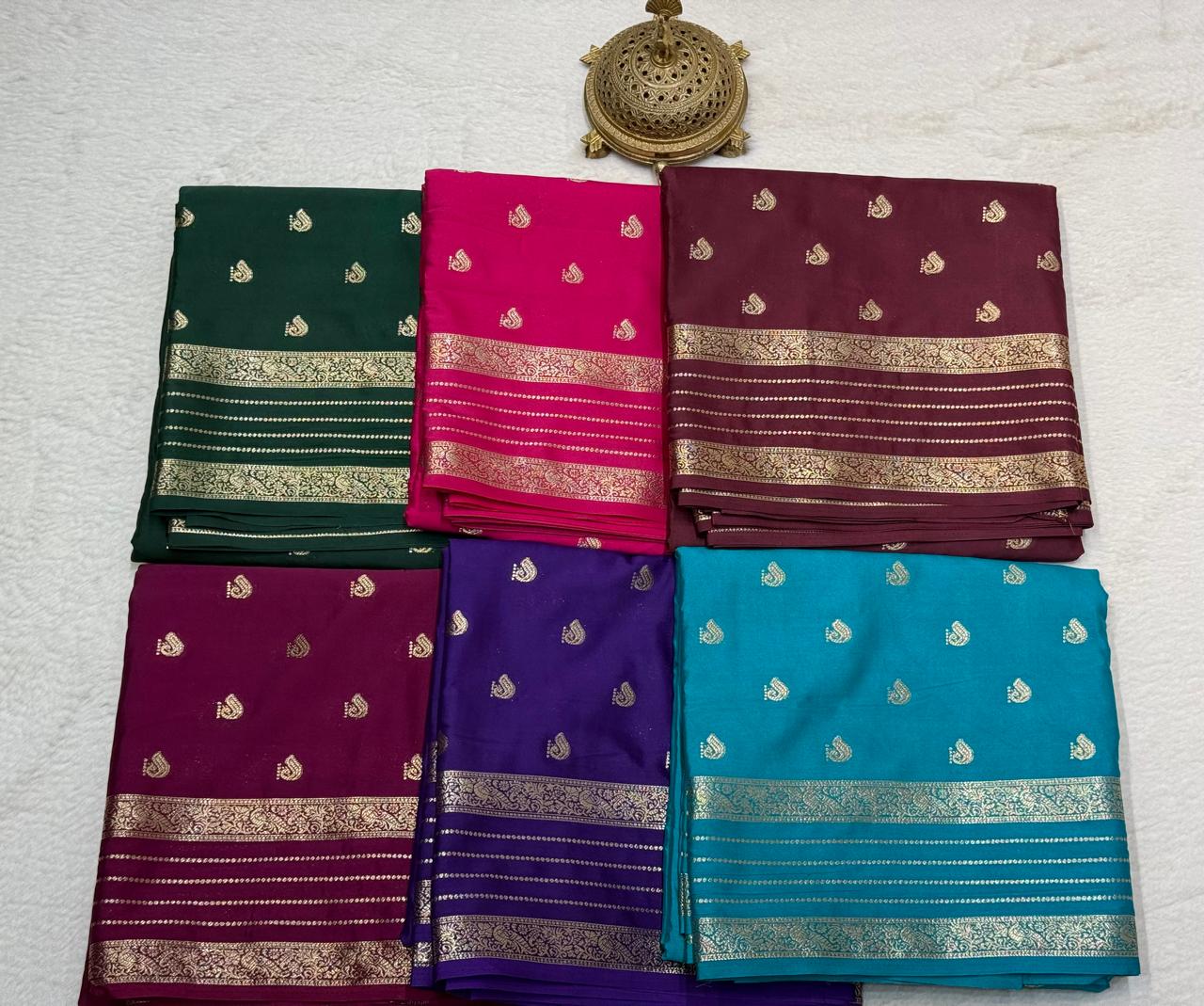 Green Silk Saree with Golden Zari Buti & Traditional Woven Border| Sashikala