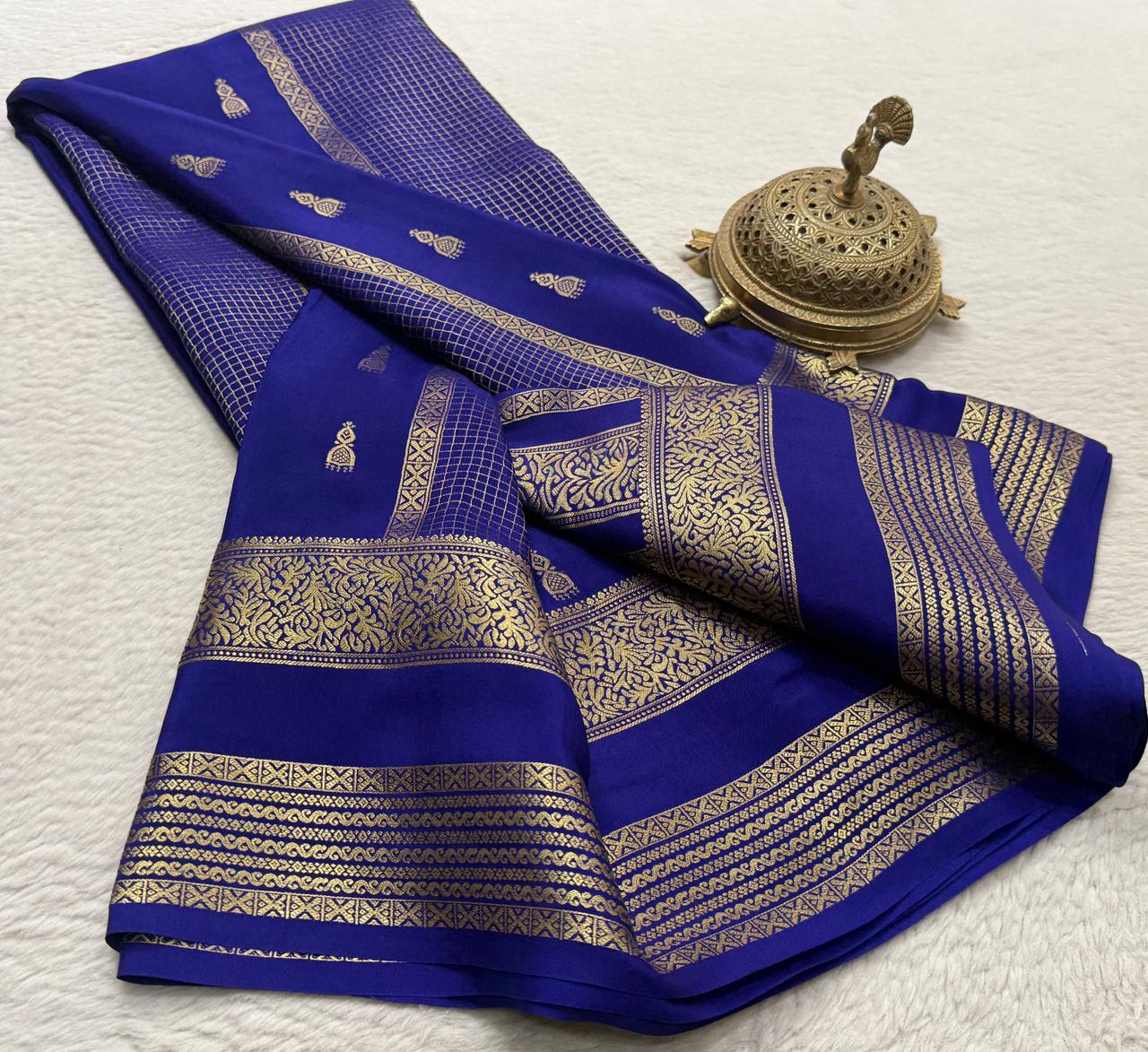 Royal Blue Mysore Crepe Silk Saree
