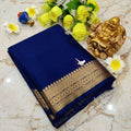 Whispering Weaves: Soft Silk Saree with Subtle Lines
