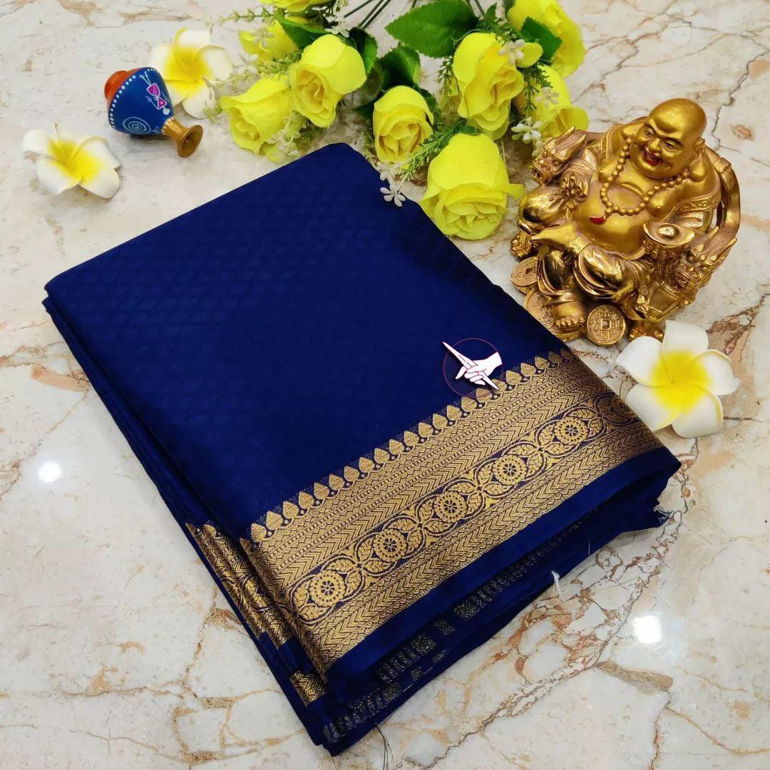 Whispering Weaves: Soft Silk Saree with Subtle Lines