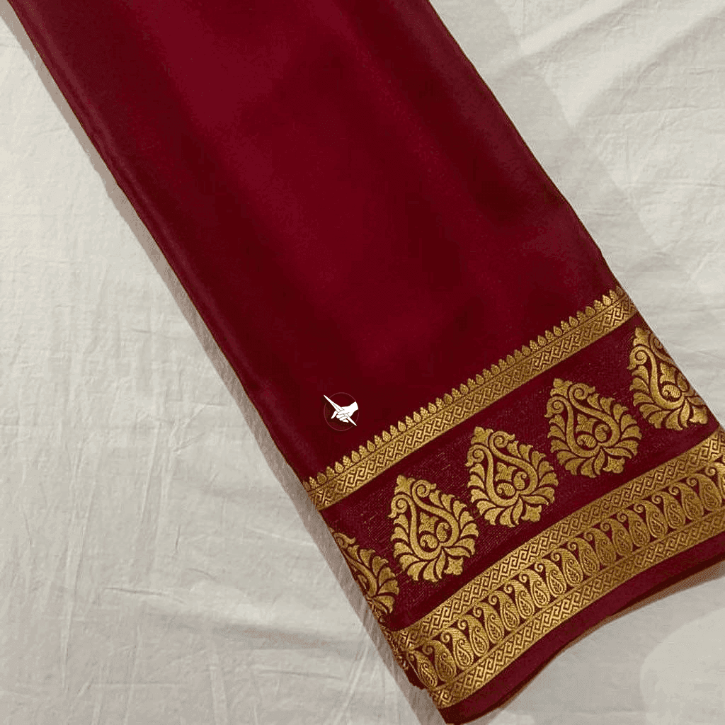 Mysore silk sarees enhanced with beautiful zari border for luxurious celebrations
