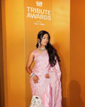 Pink Designer Partywear Saree with Hand Embroidery